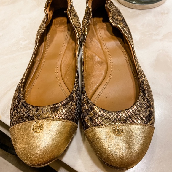 Tory Burch Gold Flats- Size 8 - Picture 2 of 5